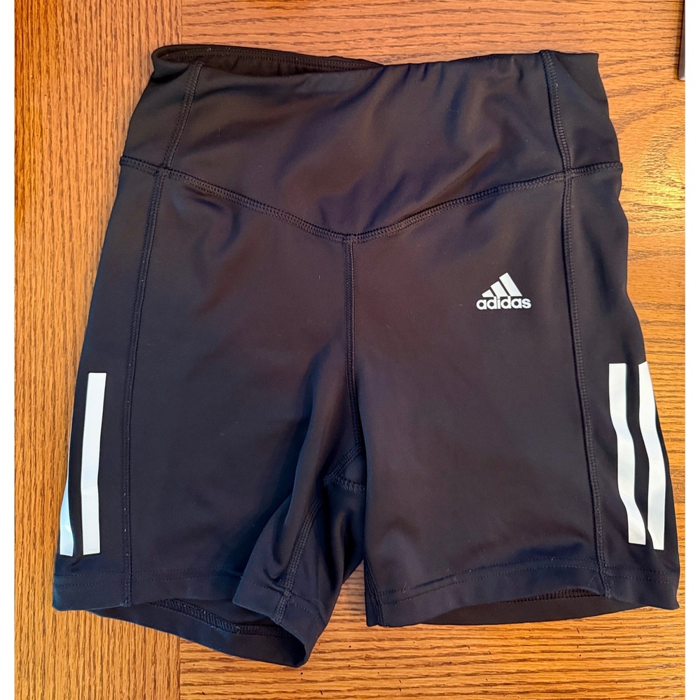 Adidas‎ Biker Shorts Small Black Aeroready High Rise Stripes Gymcore Workout